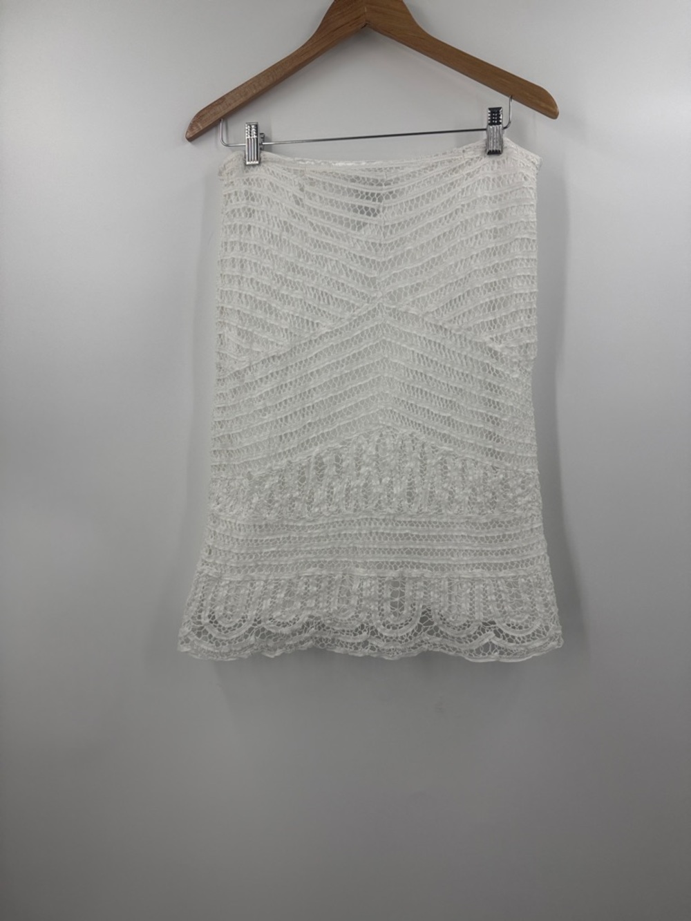 Willi Smith white lace floral linen cotton blend skirt summer feminine size 10